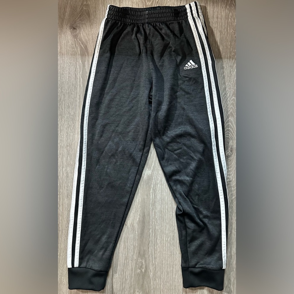 Adidas Kids Black Joggers with White Stripes